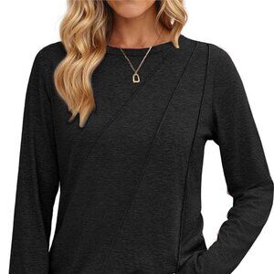 Fantaslook Long Sleeve Pleated Crew Neck